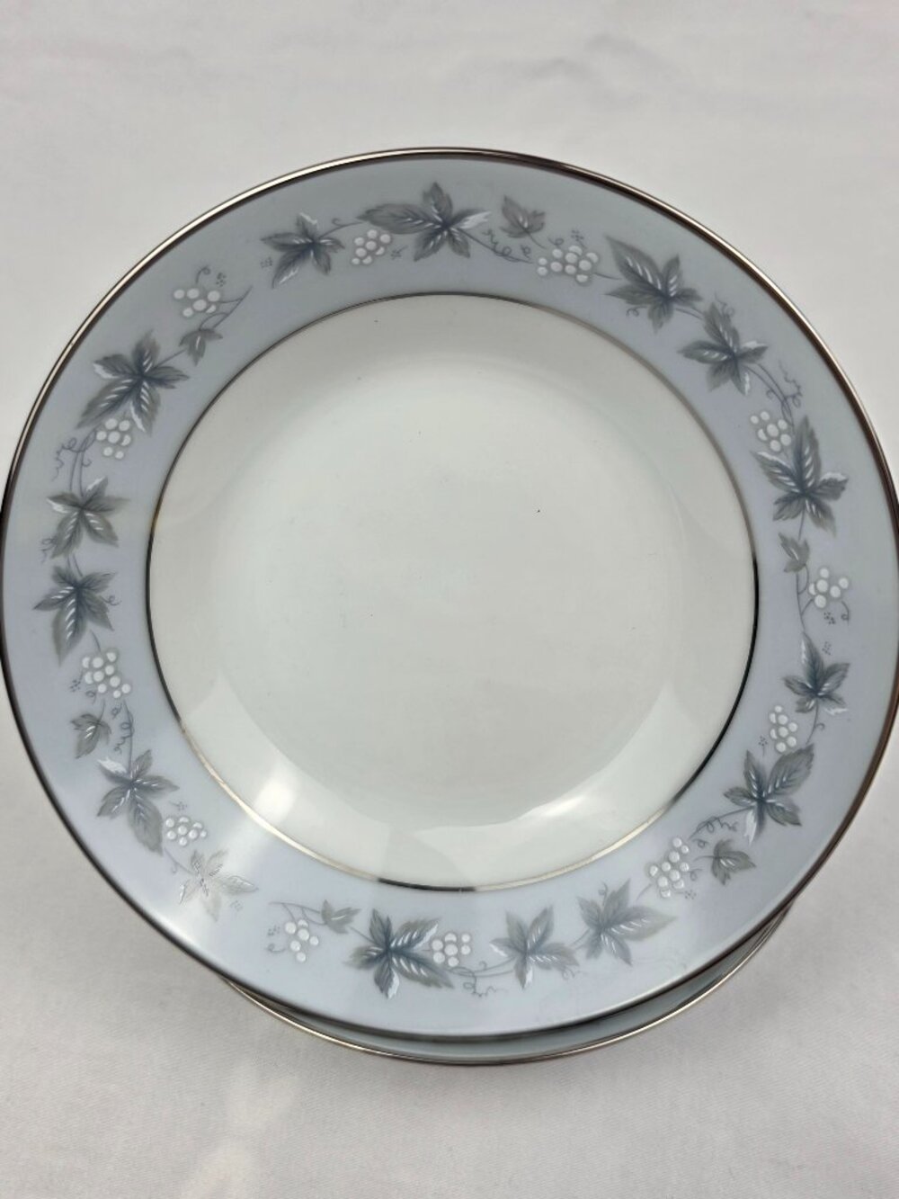 TWO Noritake Bluecourt Fruit Bowls #6844 Blue Rim White Grapes 5 1/2 inches